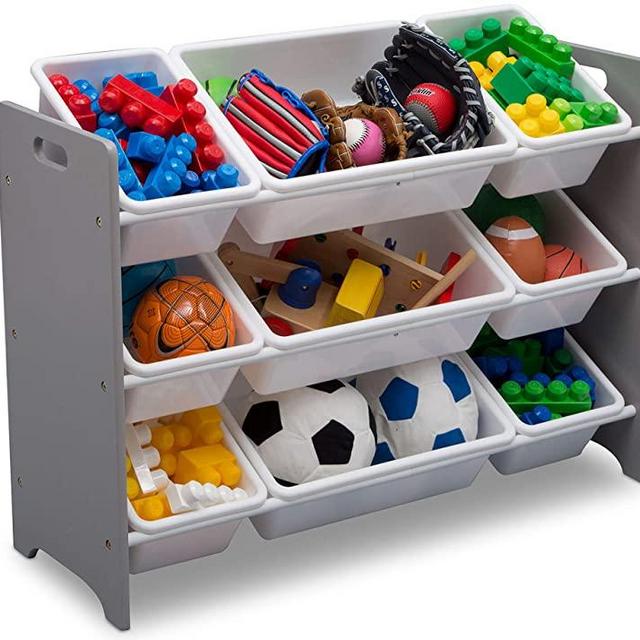 Delta Children MySize 9 Bin Plastic Toy Organizer, Grey