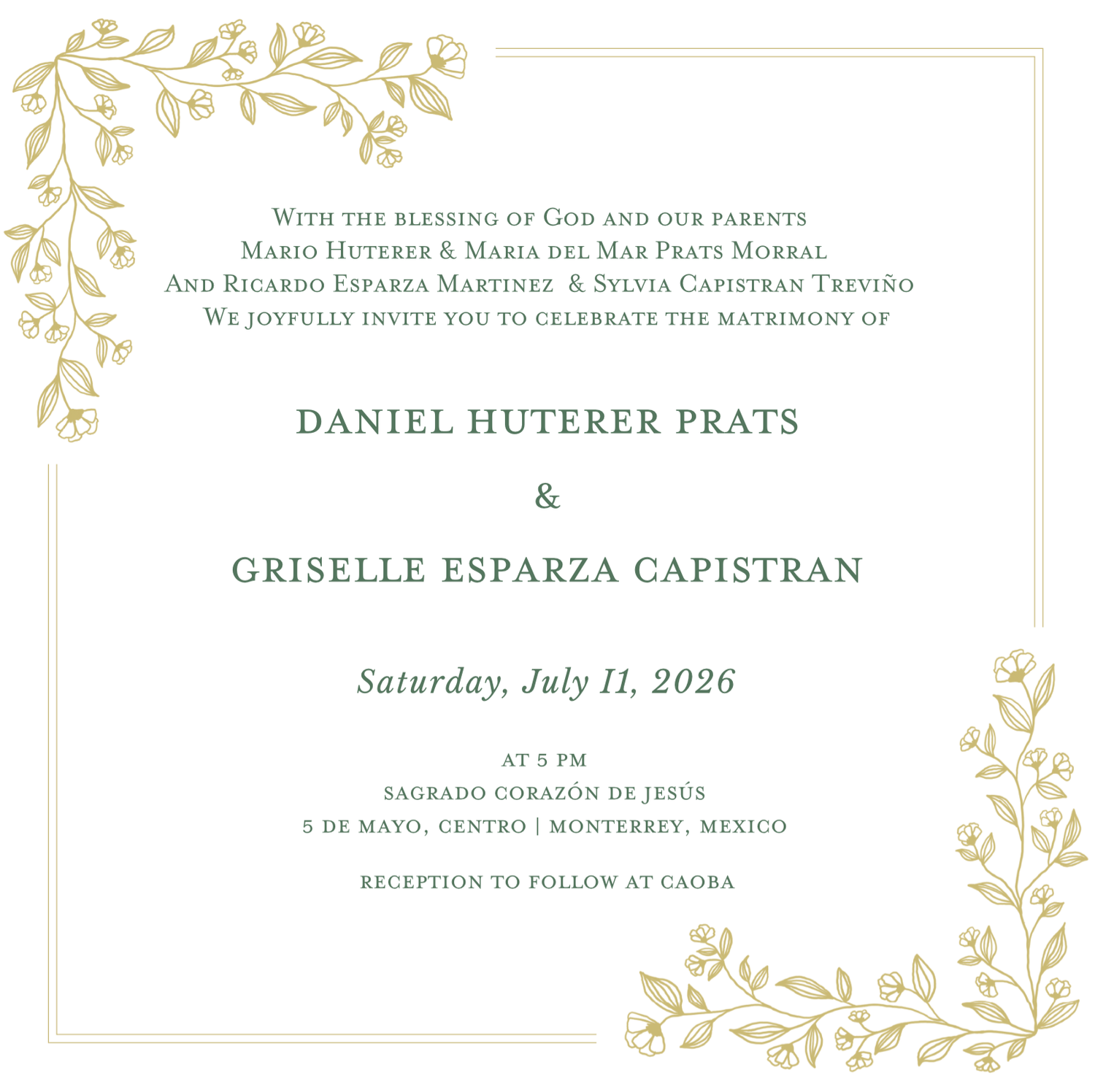 The Wedding Website of Daniel Huterer Prats and Griselle Esparza Capistran