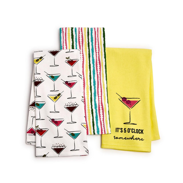 The Cellar Core 3-Pc. Cotton Martini Towels Set, Created for Macy's