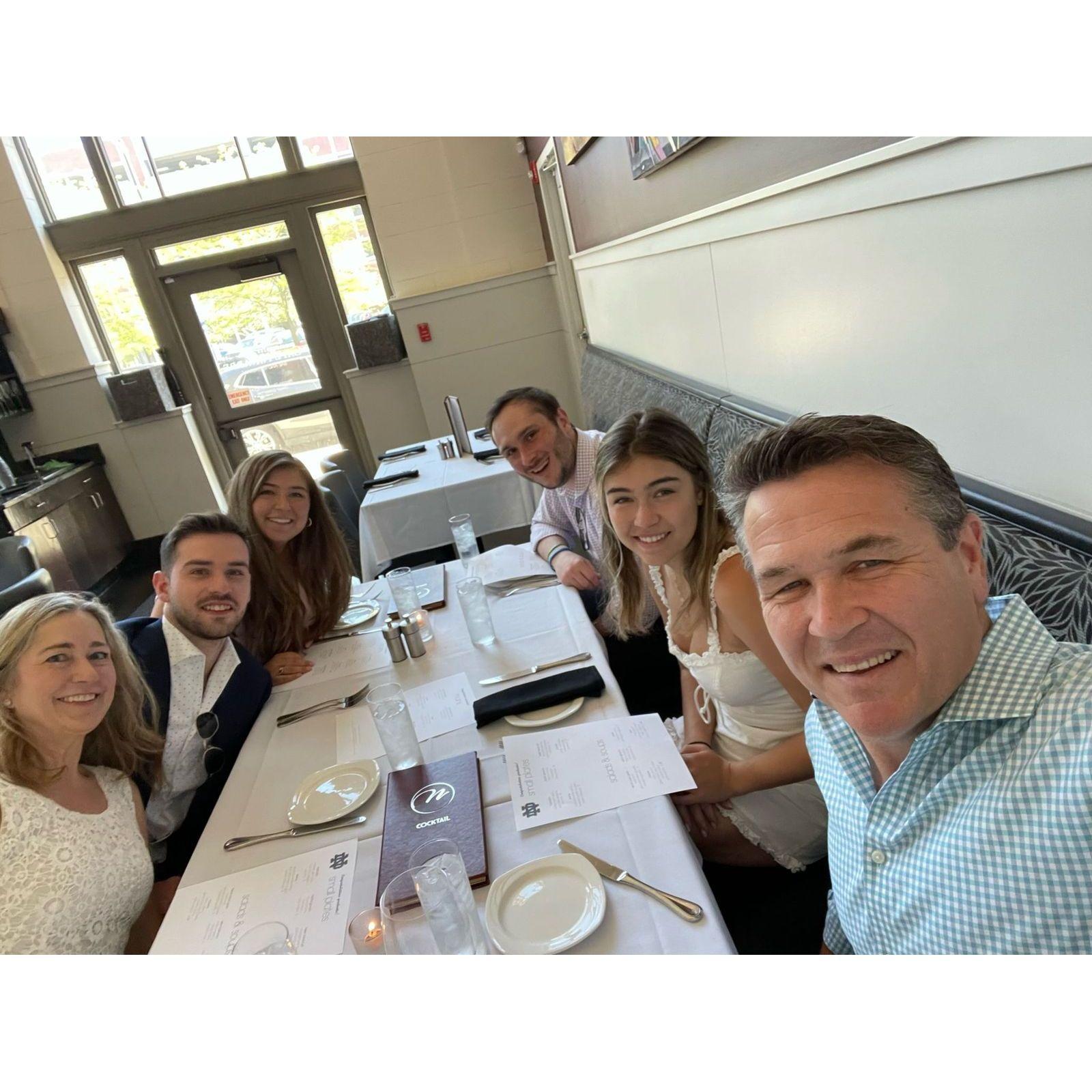 Kelly's graduation dinner in South Bend, IN (May 2022)