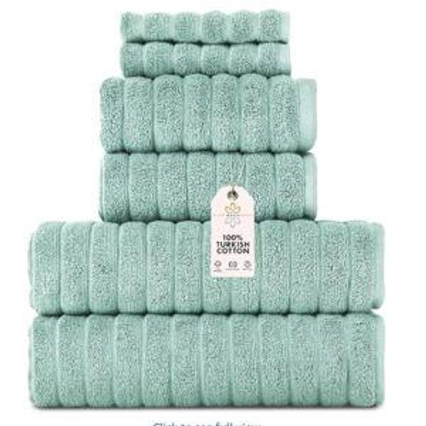 Classic Turkish Towels CTT Luxury 6 Piece Towel Set, 100% Turkish Cotton, Quick Drying, Highly Absorbent & Comfy, Includes 2 Bath Towels, 2 Hand Towels & 2 Washcloths | (Spa Green)