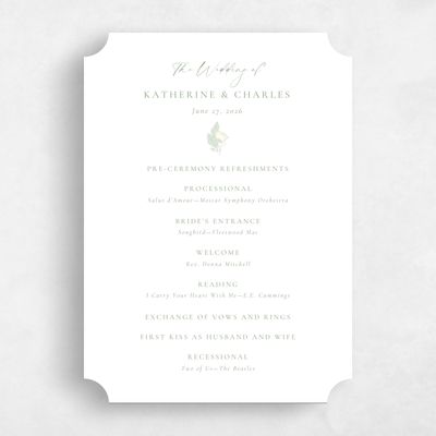Green Ticket Wedding Program - Bennett