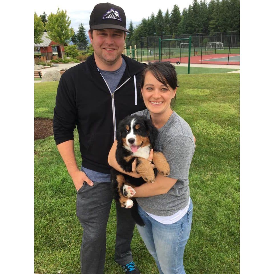 Taking home our first "fur" baby. After three years, we moved in together and brought home our Riley!