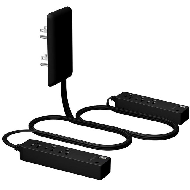 LIDER Outlet Extender with 3 Receptacles, 2 Power Strip with USB-A & USB-C, Ultra-Thin Wall Plate Plug with Cord Extender, 3-Outlet Power Strip, 3ft Cord, 1625W, ETL Listed, Matte Black