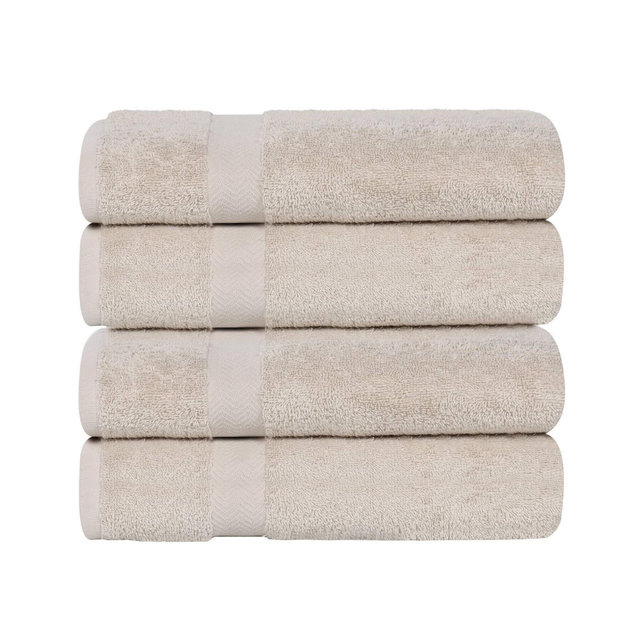 Quick-Drying Cotton Bath Towels, Set of 4, Stone - Blue Nile Mills