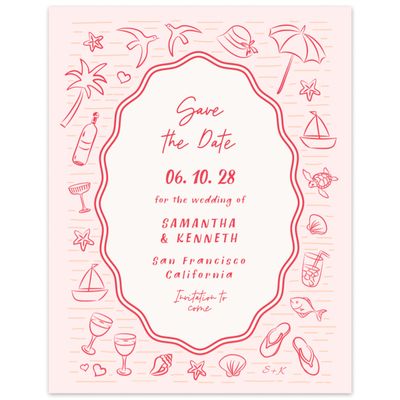 Crimson, Pink Wedding Digital Save the Date - Mare Portrait