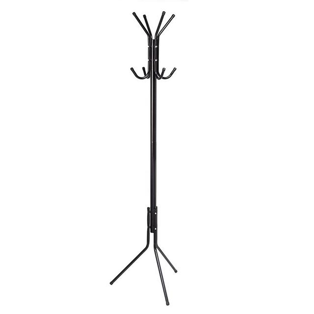 Honey-Can-Do 2-Tier Coat and Hat Rack with 8 Hooks for Hanging GAR-09620 Black