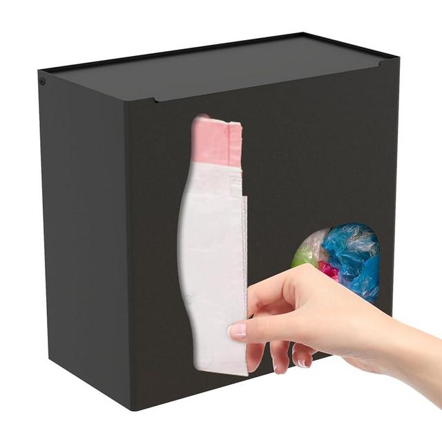 STWWO 2 in 1 Grocery Bag Holder & Trash Bag Dispenser, Metal Trash Bag Holder, Kitchen Grocery Bag Storage Organizer for Cabinet, Under Sink, Wall Mounted or Countertop, Black
