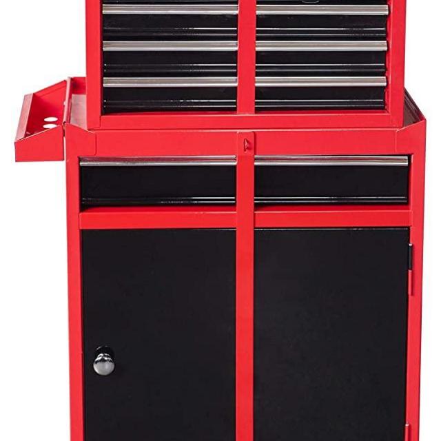 BIG RED ATBT1204R-RB Torin Rolling Garage Workshop Tool Organizer: Detachable 4 Drawer Tool Chest with Large Storage Cabinet and Adjustable Shelf, Red/Black