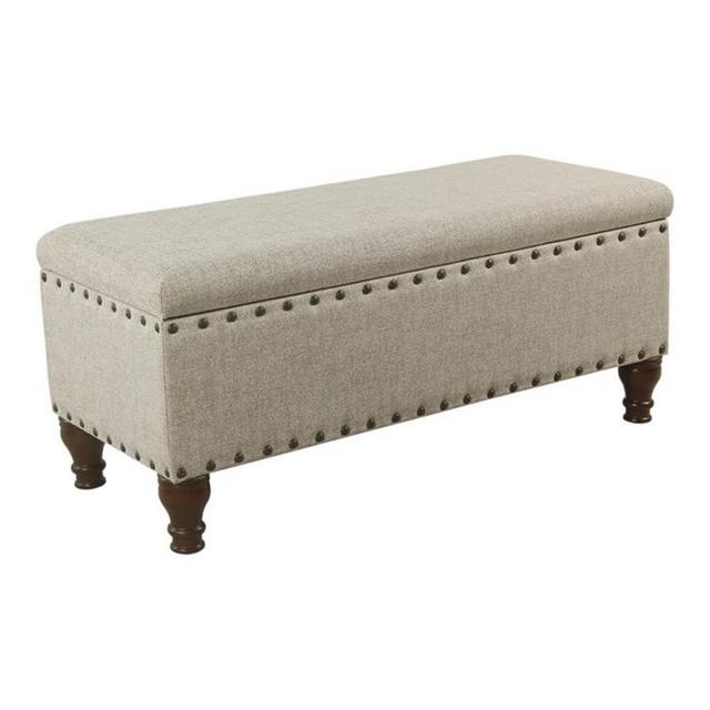 HomePop Large Storage Bench with Nailhead Trim - Taupe and Cream