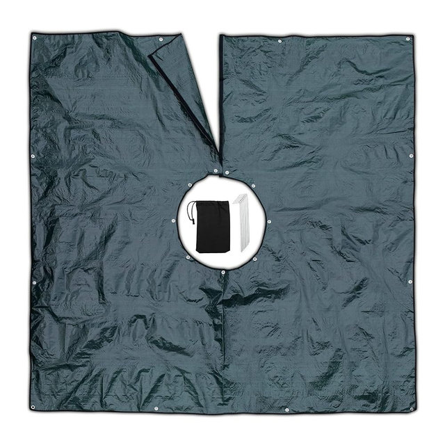 LydKin Landscape Tarp 8x8ft - 22" Center Hole to Fasten Around Trees and Shrubs - Complete with Garden Stakes