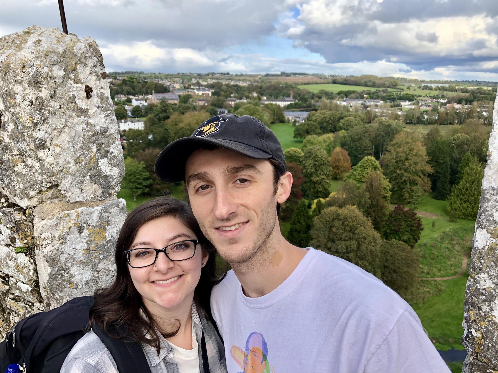 Ireland...on top of the Blarney Castle! This was right before Zach kissed the Blarney Stone for good luck. (Pre Covid times...)
