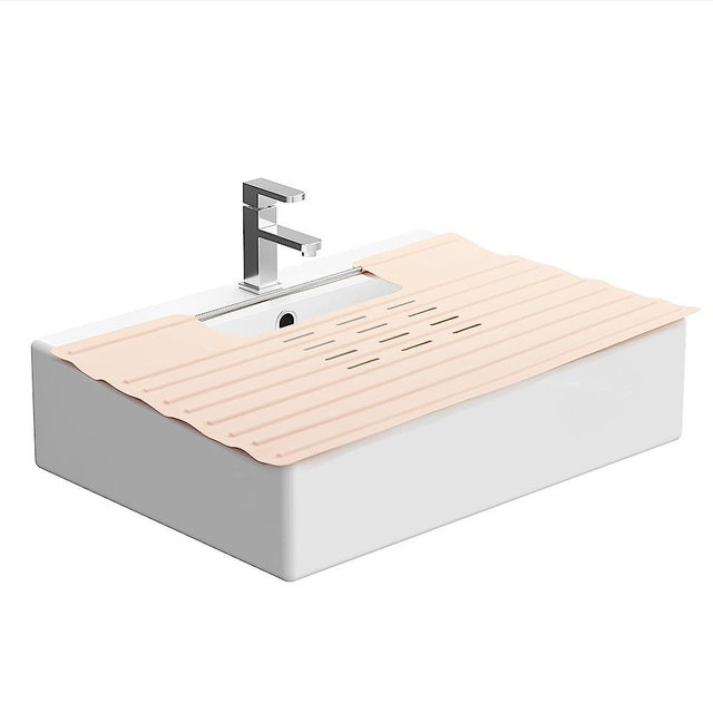 Bathroom Sink Cover for Counter Space - Heat Resistant Silicone Mat & Makeup Mat for Your Beauty Routine - Small Bathroom Space Creation - Bathroom Space Saver Sink Cover for Makeup (Beige)