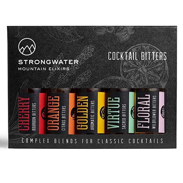 Strongwater Cocktail Bitters Sampler Gift Set (5 Bottles, 0.5 Fl Oz each) Includes Cherry Bourbon, Orange, Floral Lavender, Old Fashioned Aromatic and Virtue Rose & Sage Flavors