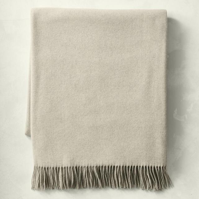 European Solid Grand Cashmere Throw, 72" x 80", Light Grey