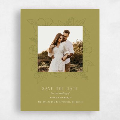 Olive Green Wedding Save the Date - Oriabel Photo
