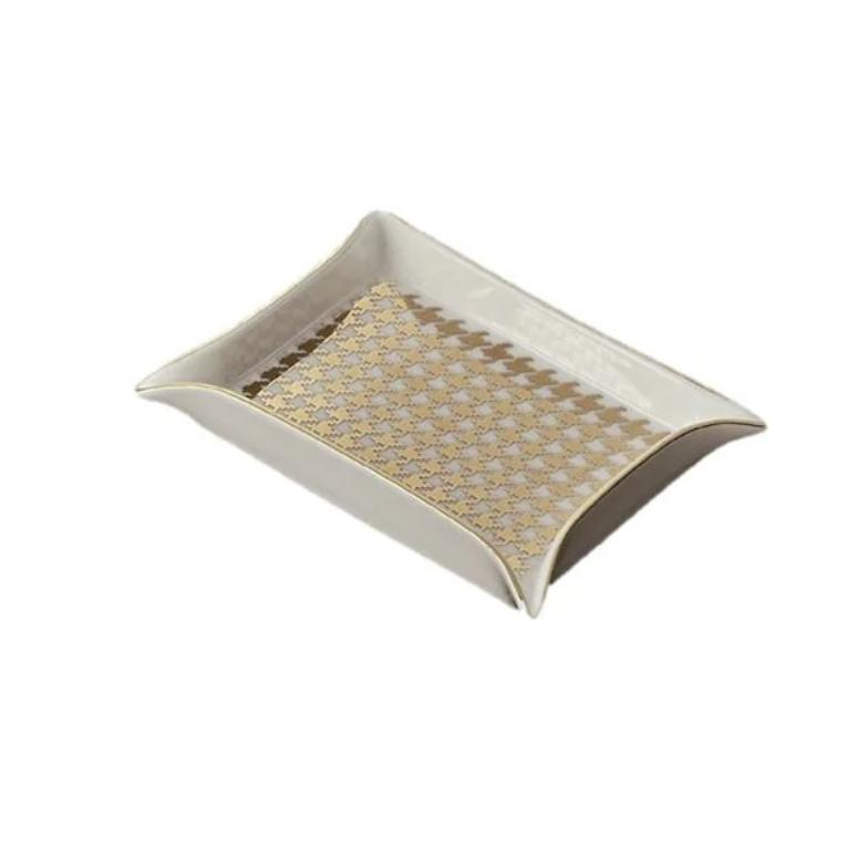 Haute Couture - Tray Pied de Poule Small Rectangular (Gold)