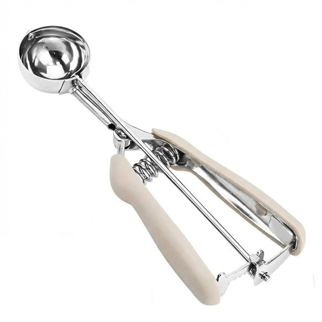 Ice Cream Scoop, 18/8 Stainless Steel Cookie Scoop, Cookie Scoops for Baking, 1.5 Tbsp/ 23ml/ 0.7 oz Cookie Dough Scoop, Ice Cream Scooper with Trigger Release, Cookie Scooper for Baking (#50 White)