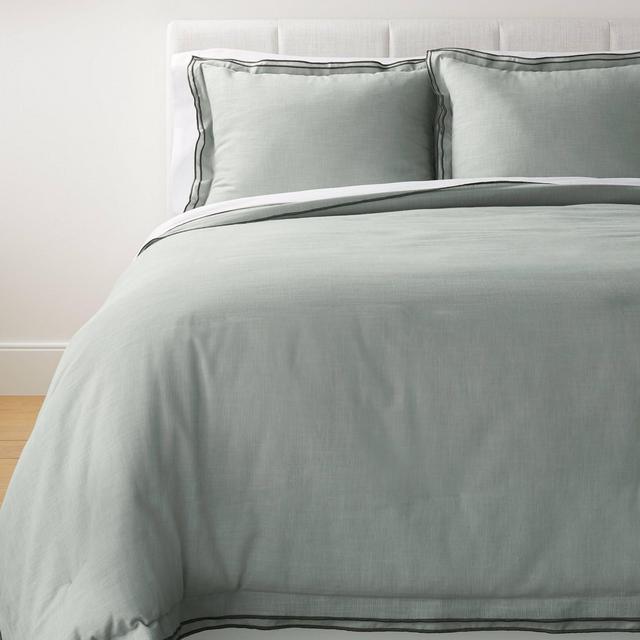 King Double Flange Merrow Stitch Duvet Cover & Sham Set Light Teal Green/Dark Gray - Threshold™ designed with Studio McGee