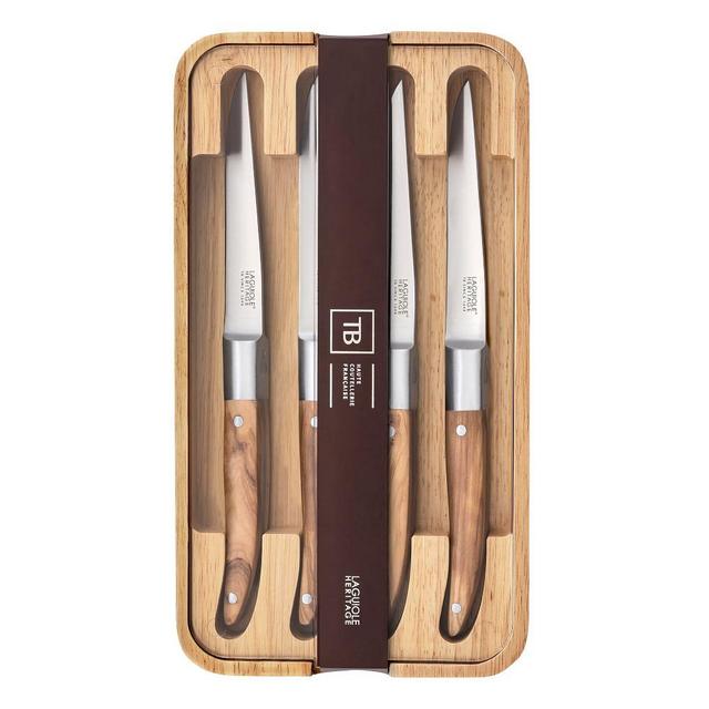Tarrerias-Bonjean, Laguiole Expression 4 Piece Steak Knife Set , Olive wood handle