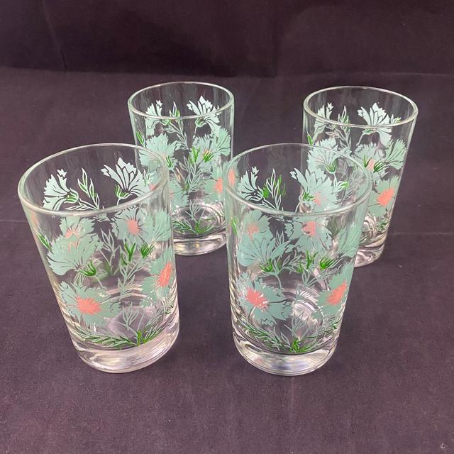 4x Vintage Mid Century Taylor Smith Taylor TS&T Boutonniere 4 oz Juice Glasses