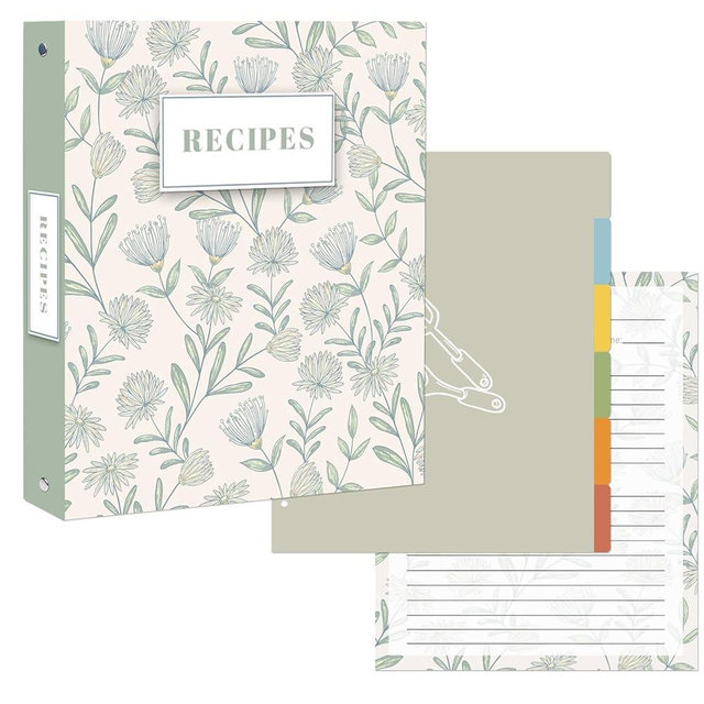 Recipe Binder 8.5"x11" - 3 Ring Binder Recipe Book with Plastic Sleeves, 25 Recipe Cards, and Dividers - to Write Your Own Recipes, Organize and Preserve Your Family's Secret Recipes