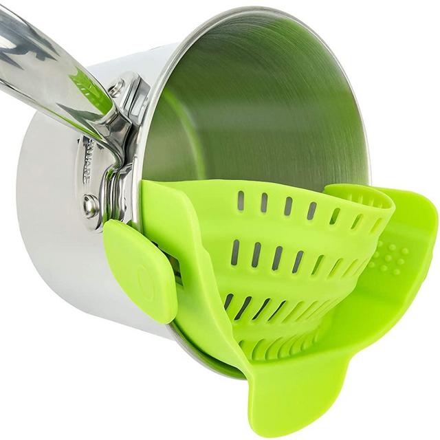Rubber Snap Strainer, Green - Southern Homewares - Cook Pasta & Rice, Silicone Kitchen Tool for Pots & Pans
