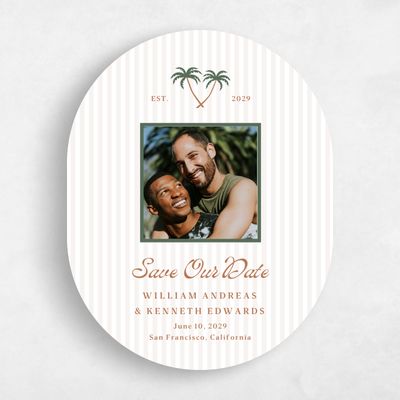 Green Oval Wedding Save the Date - Marquesas Photo