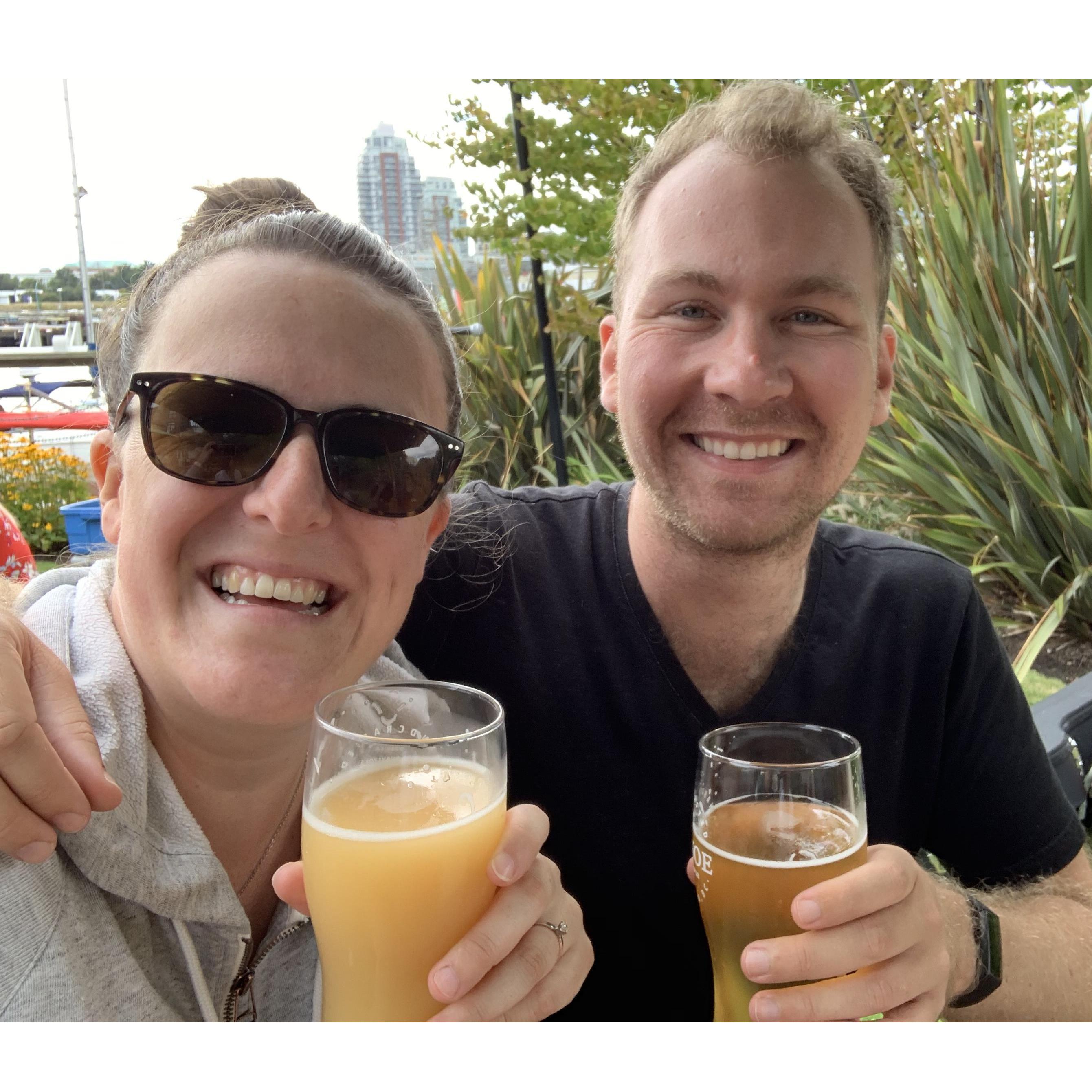 Doing what they do best, drink beer!