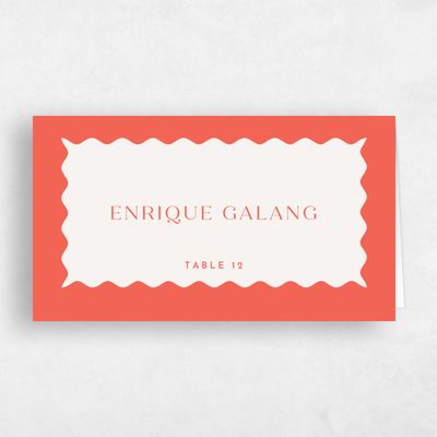 Pink Typography Wedding Place Card - Petra