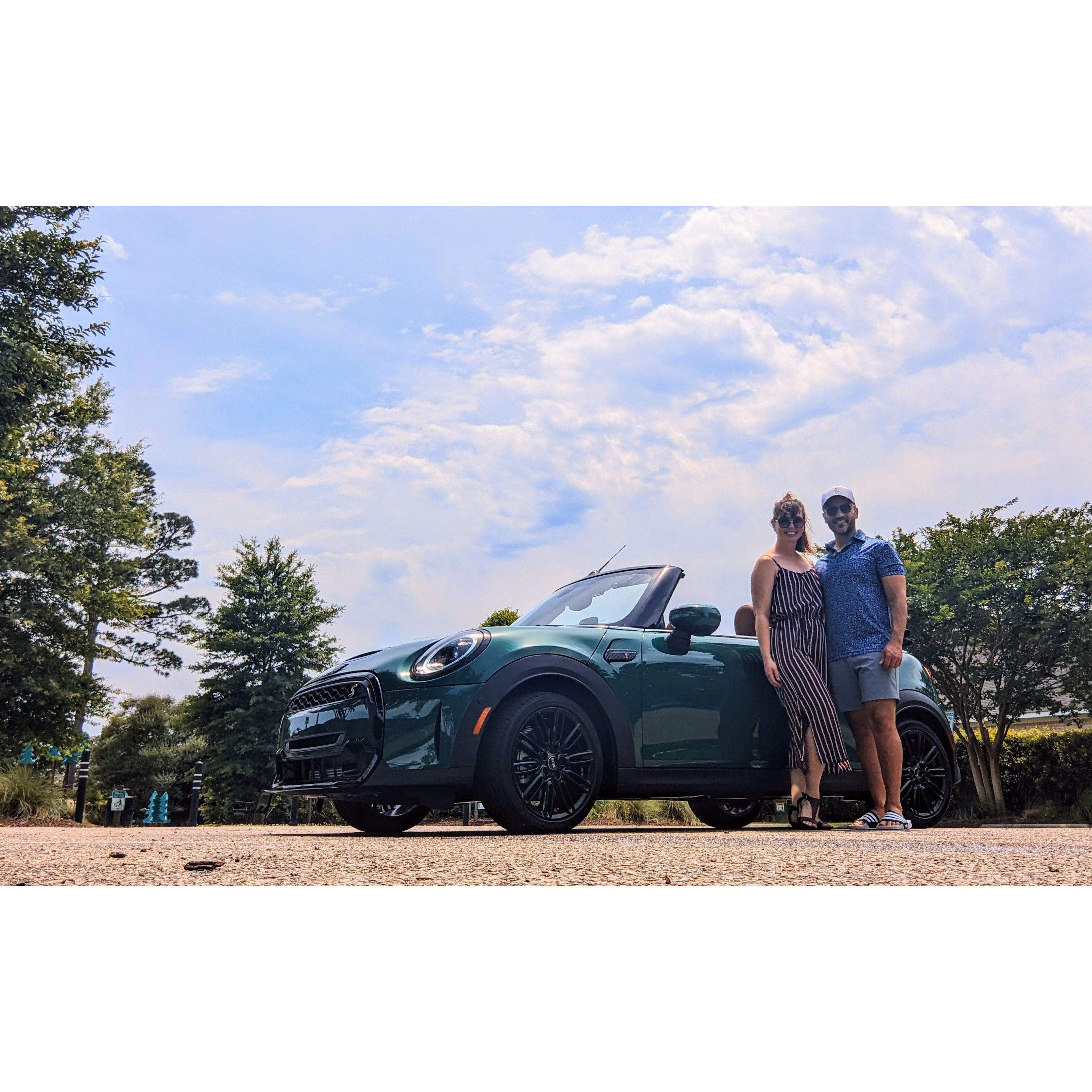 The first car they picked out together - the mini coop convertible.