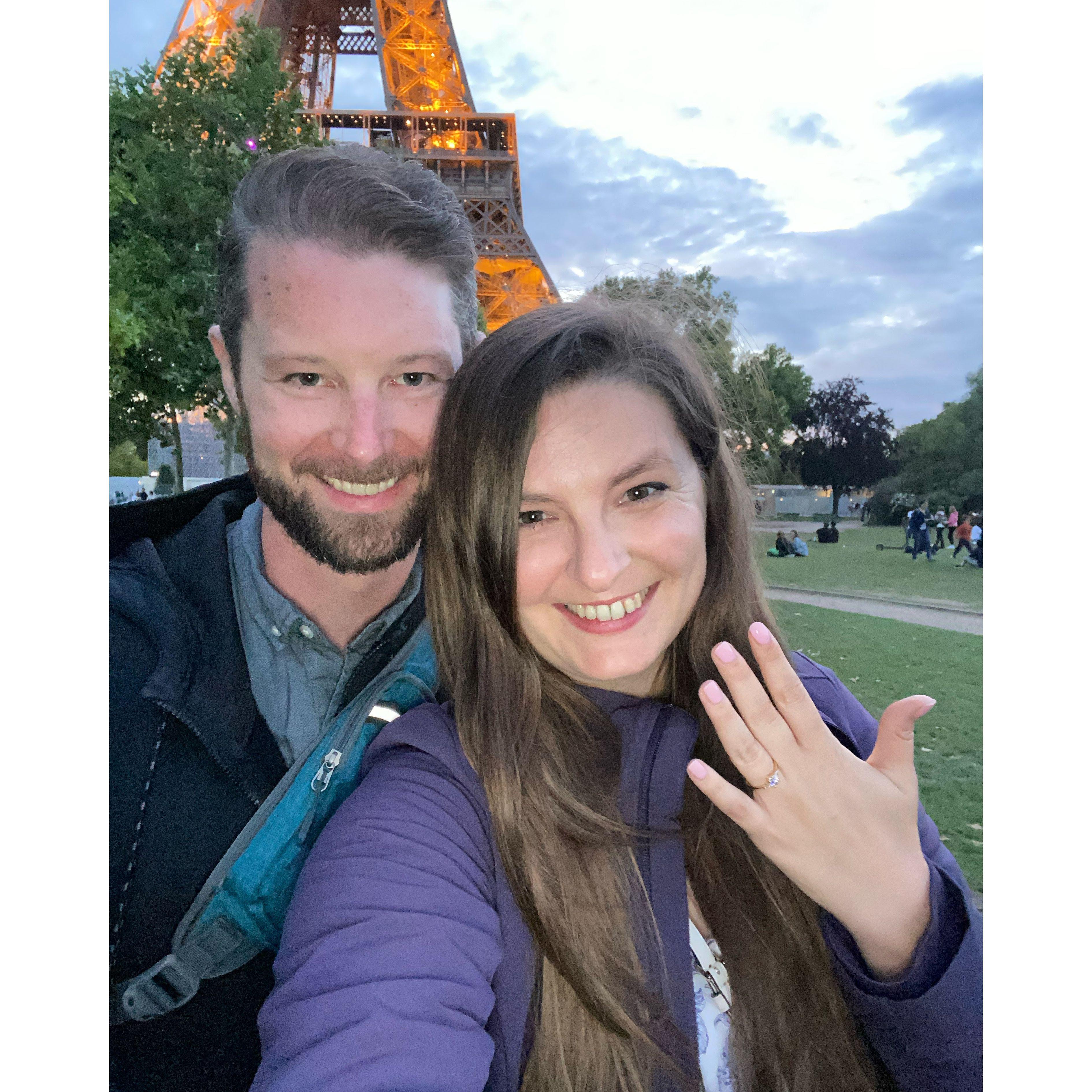 Brian proposed at the Eiffel Tower.  Becca told him early in their relationship that it was her childhood dream to be proposed to in Paris at the Eiffel Tower.