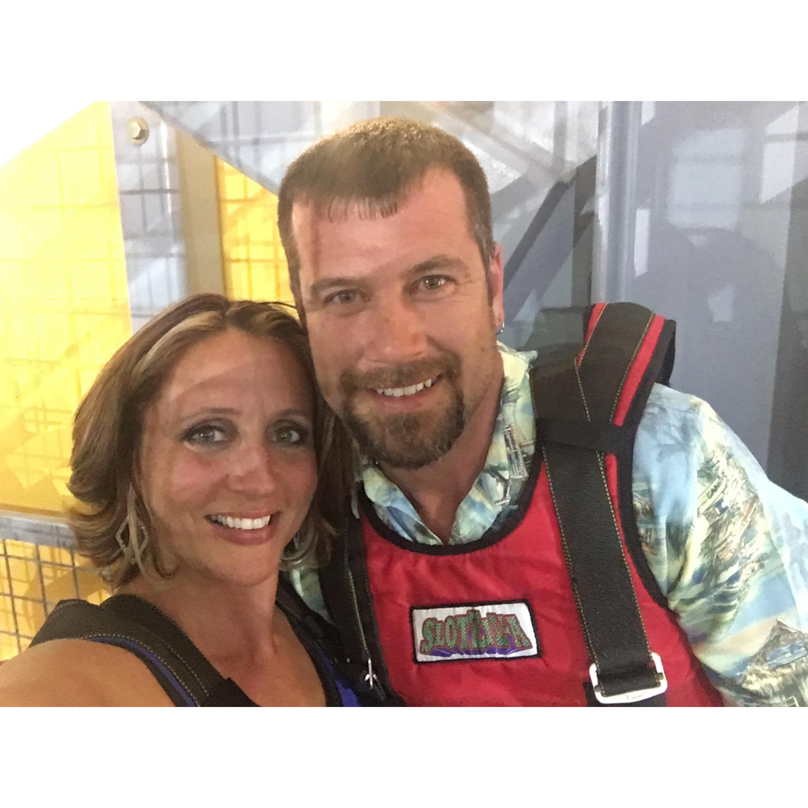Matthew and I about to zipline in Las Vegas.