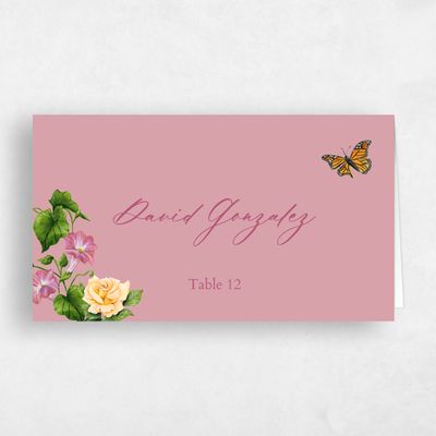 Dusty Rose, Pink Wedding Place Card - Eterno