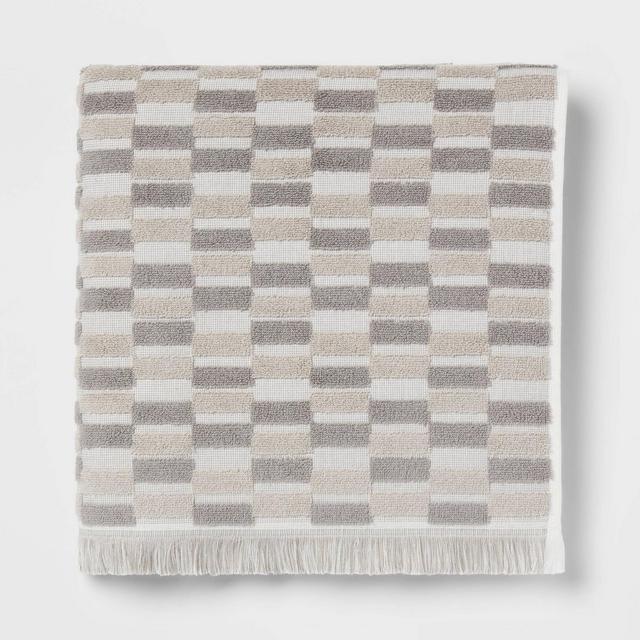 27"x52" Checkerboard Bath Towel Gray/White - Threshold™