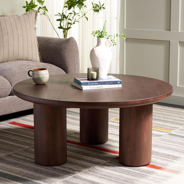 SAFAVIEH Home Collection Mork Brown 3-Leg Round Coffee Table
