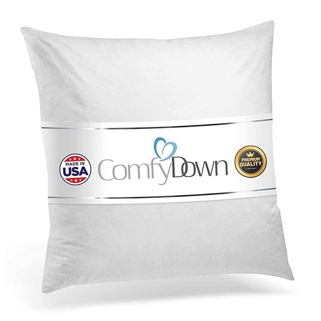 22X22 Decorative Throw Pillow Insert, Down and Feathers Fill, 100% Cotton Cover 233 Thread Count, Square Pillow Insert - Made in USA (Single)