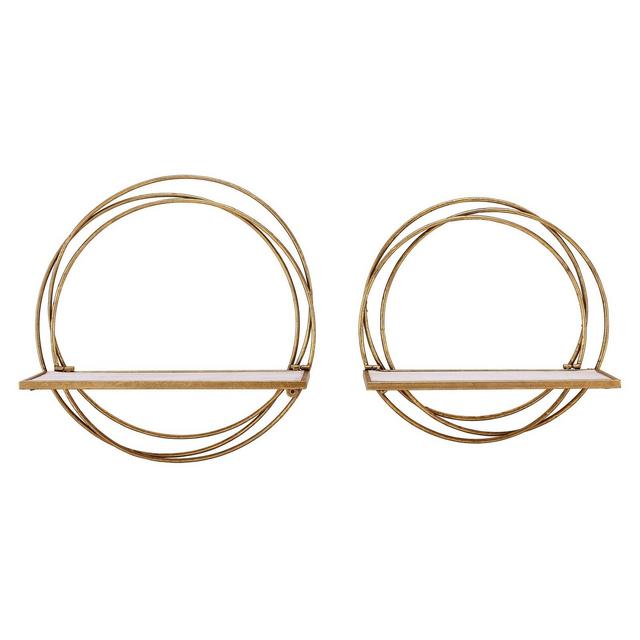Set of 2 Floating Rings Wall Shelves Gold - Danya B.