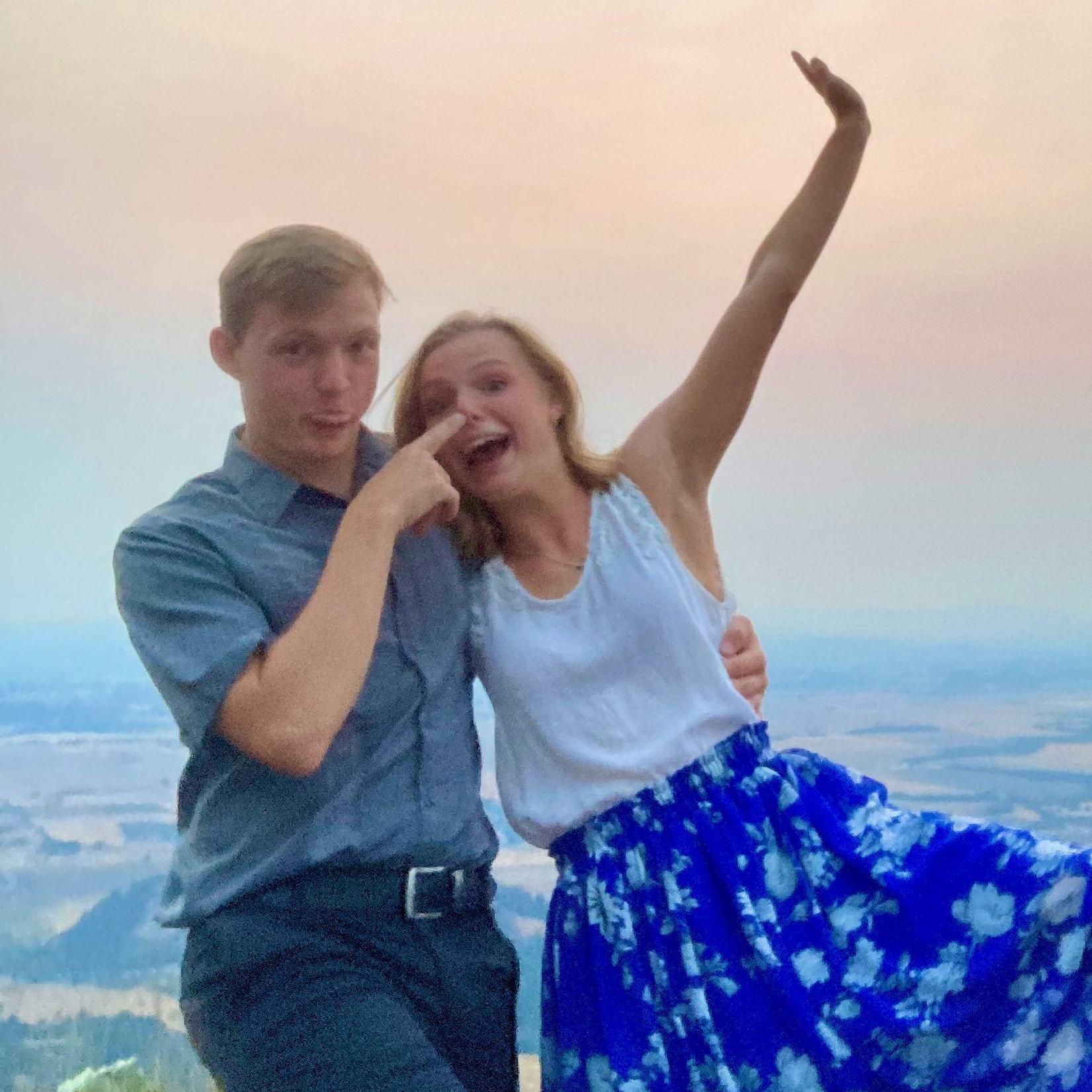 For Isaac's birthday, they drove to a city lookout point to watch the sunset over the Willamette Valley.