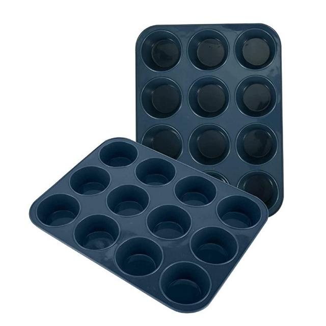 Vnray 2 Pack Silicone Muffin Baking Pan & Cupcake Tray 12 Cup - Nonstick  Cake Molds/Tin, Silicon Bakeware, BPA Free, Dishwasher & Microwave Safe (12