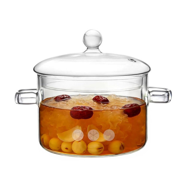 Glass Pots for Cooking on Stove, 1.9L/67oz Glass Cooking Pot with Lid, Heat-Resistant Simmer Pot for Stove Potpourri, Saucepan Pot FIts for Cooking, Milk, Soup, Tea.