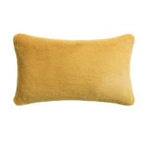 Yellow Fuzzy Plush Lumbar Pillow - World Market