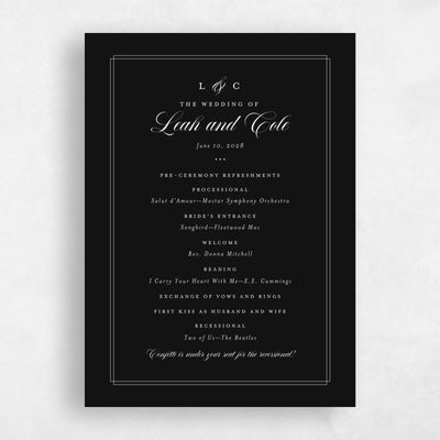 Black Wedding Program - Ivoire