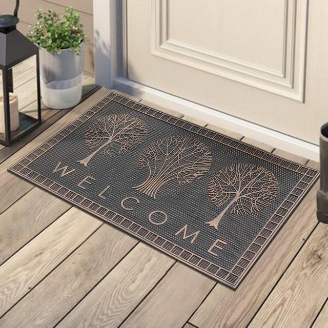 Oconto First Impression Welcome Trees Rubber 30 in. x 18 in. Non-Slip Indoor / Outdoor Door Mat