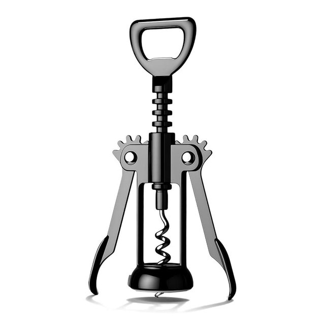 Gun Black Wine Opener, Zinc Alloy Premium Wing Corkscrew with Multifunctional Bottles Opener, Sharp Wine Corkscrew