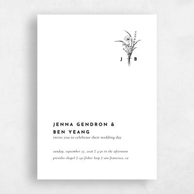 White Wedding Invitation - Prins Portrait
