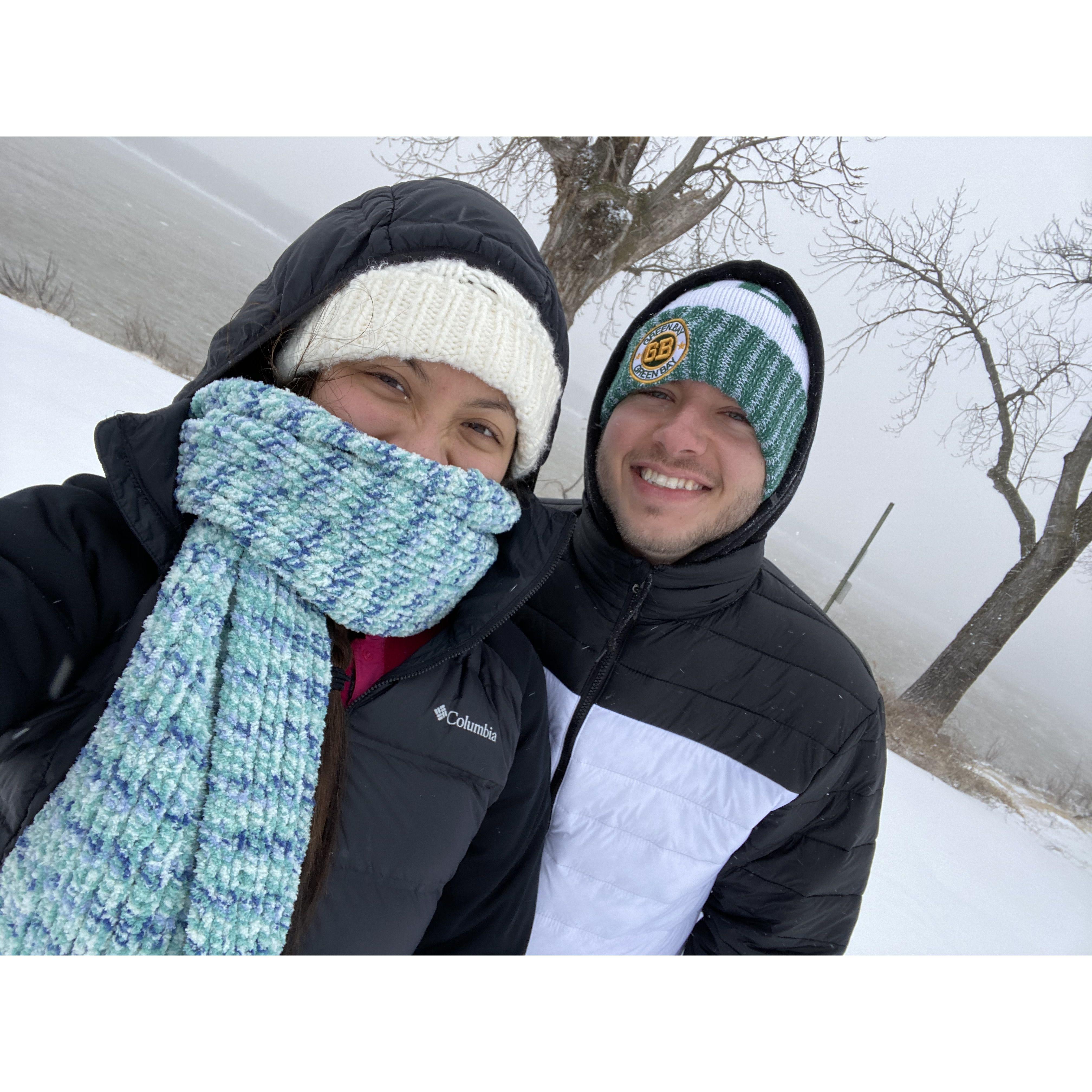 The first winter snow we had while living together