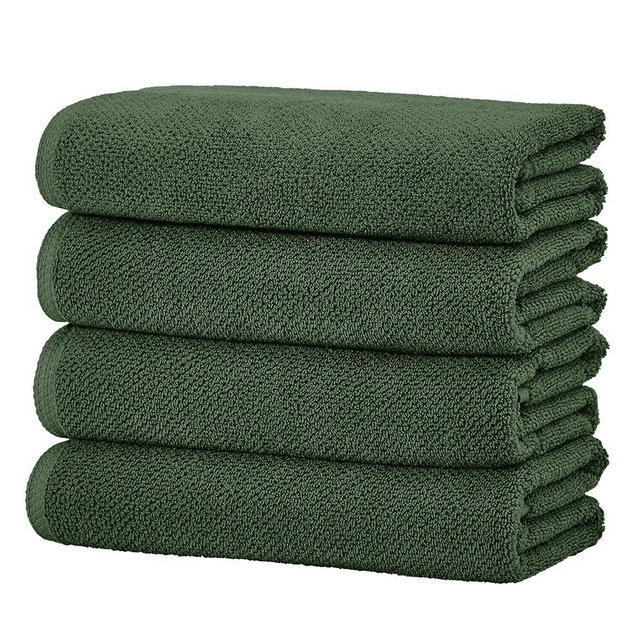 Green Bath Towels - 100% Cotton 4 Pack 54x27 Bath Towel Set - Absorbent, Quick-Drying, Durable Towels for Bathroom Decor - Low-Twist, Two-Ply Fibers (Forest Green)