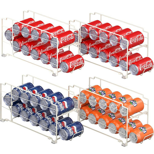 4 Pack - SimpleHouseware Stackable Beverage Soda Can Dispenser Organizer Rack, White