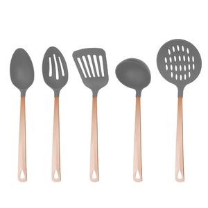 COOK with COLOR 5 Piece Nylon Cooking Utensil Set on a Ring with Rose Gold Copper Handles